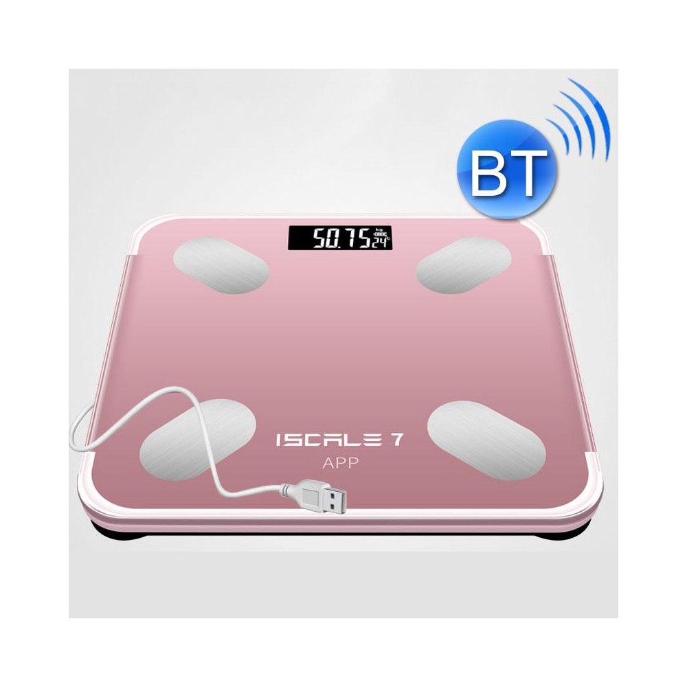 ISCRLE7 Smart Weight Scale Bluetooth Body Fat Measuring Instrument Charging Model(Rose Gold)