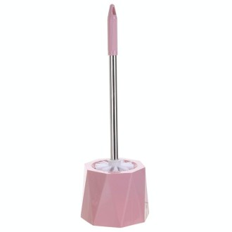 Diamond Shape Base Stainless Steel Long Handle Toilet Brush Toilet Cleaning Brush(Pink)