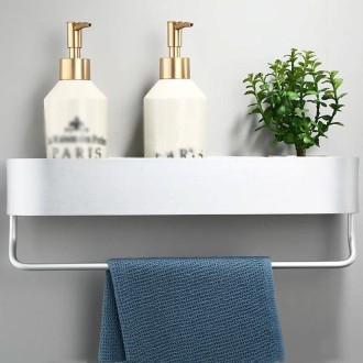 Toilet Shelf No-Punch Bathroom Storage Rack, Specification: 40cm With Towel Rod Matte