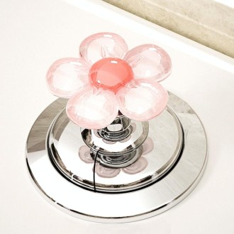 Cute Flower Toilet Pusher Nail Art Special Bathroom Flush Switch Button(Pink)