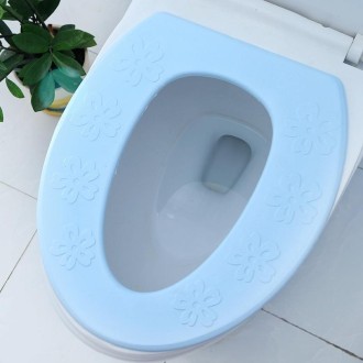 3 PCS High Foam EVA Waterproof Thickened O-Type Toilet Cushion, Size: 40x34.5cm(Flower Blue)