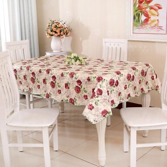 PEVA Oil&Water Resistant Coffee Table Tablecloth, Size: 152x152cm(Purple Rose)