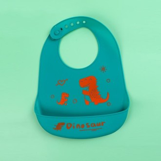 Baby Oil Spray Waterproof Silicone Bib Ultra-thin Saliva Towel, Pattern: Big&Small Dinosaur