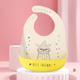 Baby Oil Spray Waterproof Silicone Bib Ultra-thin Saliva Towel, Pattern: Rabbit Glasses 2