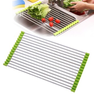 40x24x0.9cm Stainless Steel Folding Drain Rack(Green)