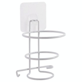 No-Punch Wall Mount Hair Dryer Bracket Bathroom Shelf(White)