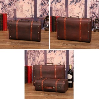 Wooden Portable Certificate Sundries Storage Box Photo Studio Shooting Props，Specification： 1613-06 Red Leather 2PCS/Set