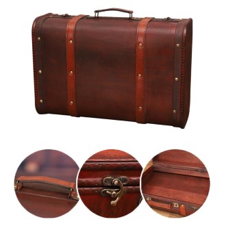 Wooden Portable Certificate Sundries Storage Box Photo Studio Shooting Props，Specification： 1613-06 Red Leather 2PCS/Set