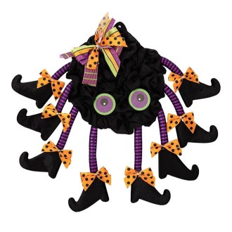 Fabric Spider Door Hanging Halloween Wreath Window Pendant(Multi-foot Spider)