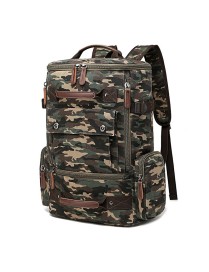Travel Canvas Large Capacity Computer Backpack(Green Camouflage)