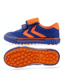 Children Soccer Shoes Antiskid Wear-Resistant Nylon Fastener Football Training Shoes, Size: 28/180(Blue+Orange)