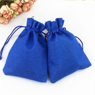 50 PCS Multi size Linen Jute Drawstring Gift Bags Sacks Wedding Birthday Party Favors Drawstring Gift Bags, Size:20x30cm(Royal B