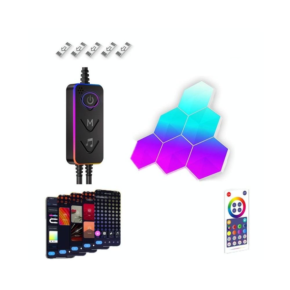 Gaming Ambient Light Smart Chiclet Backdrop Quantum Wall Light, Versions: Bluetooth(6 PCS/Set)