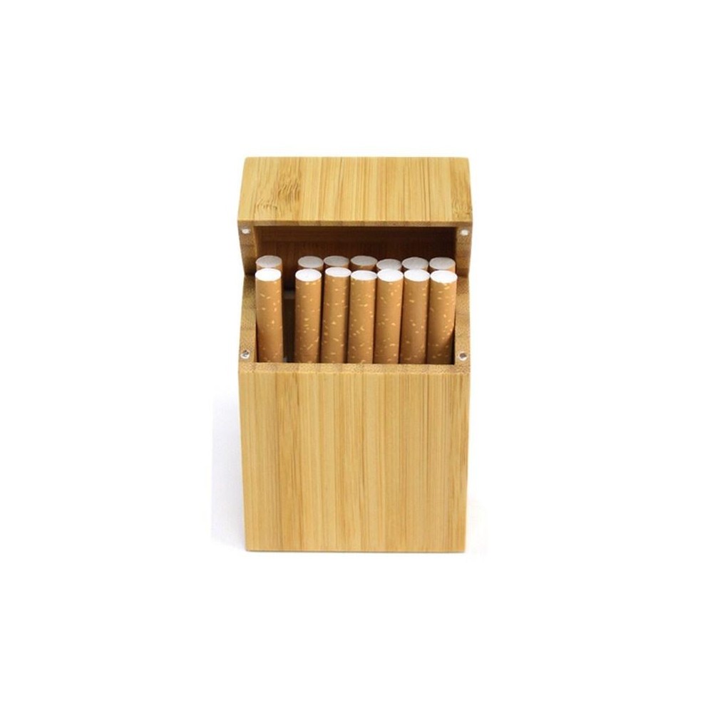 Creative Wooden Cigarette Case Magnet Adsorption Clamshell Cigarette Case, Color:Carbonized Bamboo