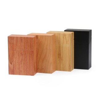 Creative Wooden Cigarette Case Magnet Adsorption Clamshell Cigarette Case, Color:Carbonized Bamboo