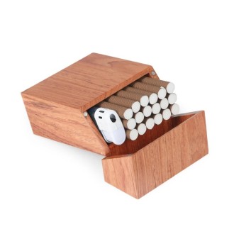 Creative Wooden Cigarette Case Magnet Adsorption Clamshell Cigarette Case, Color:Carbonized Bamboo