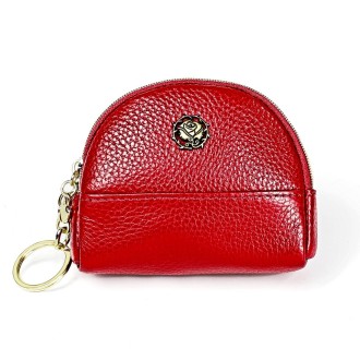 2027 Lady Leather Zipper Wallet Purse Double-pocket Little Shell Bag(Red)