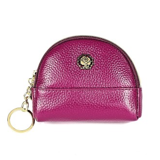 2027 Lady Leather Zipper Wallet Purse Double-pocket Little Shell Bag(Purple)