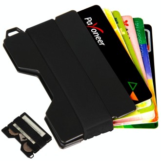 Aluminum Alloy RFID Card Holder Anti-Theft EDC Wallet Coin Storage Box Key Card Holder, Colour: Black