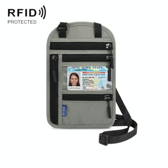 RFID Multi-Function Halter Passport Bag Certificate Protection Cover(Light Grey)