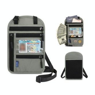 RFID Multi-Function Halter Passport Bag Certificate Protection Cover(Light Grey)