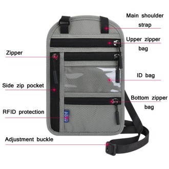 RFID Multi-Function Halter Passport Bag Certificate Protection Cover(Lake Blue)