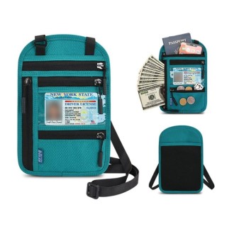 RFID Multi-Function Halter Passport Bag Certificate Protection Cover(Lake Blue)