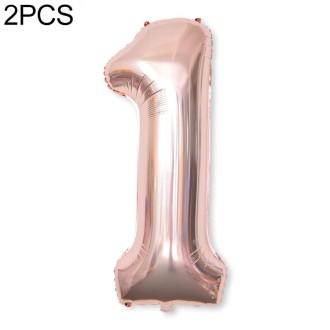 2 PCS 40 Inch Aluminium Foil Number Balloons Birthday Wedding Engagement Party Decor Kids Ball Supplies(1-Champaign gold)