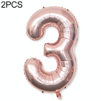 2 PCS 40 Inch Aluminium Foil Number Balloons Birthday Wedding Engagement Party Decor Kids Ball Supplies(3-Champaign gold)