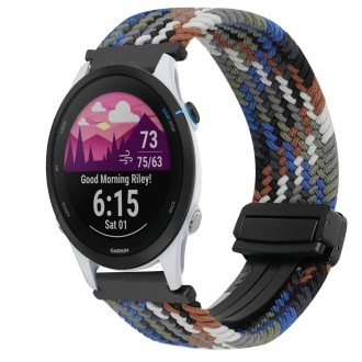 For Garmin Forerunner 255 22mm Magnetic Buckle Braided Watch Band(Denim Blue)