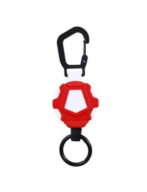 Telescopic High Resilience Steel Wire Rope Metal Anti-theft Buckle(Quick Release Ring Red White)