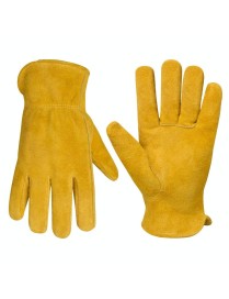 A2421 Cowhide High Temperature Welding Gloves Insulated Aluminum Foil Anti-Heat Gloves(M Yellow)