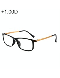 Black Frame Spring Hinge Anti Fatigue & Blue-ray Presbyopic Glasses, +1.00D
