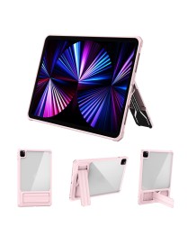 For iPad Pro 11 2020 / 2021 Transparent Acrylic PC TPU Tablet Case with Holder(Pink)