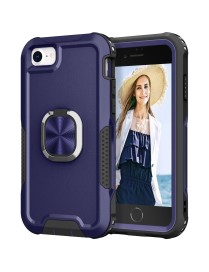 For iPhone SE 2022 / SE 2020 / 8 / 7 3 in 1 PC + TPU Phone Case with Ring Holder(Navy Blue)