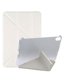 For iPad mini 6 Silk Texture Horizontal Deformation Flip Tablet Leather Case with Holder(White)
