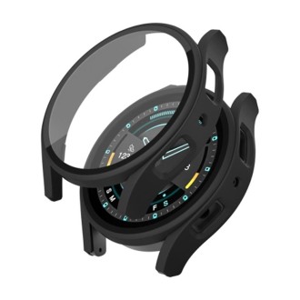 For Samsung Galaxy Watch 5 44mm Frosted PC + Tempered Film Integrated Watch Protective Case (Black)