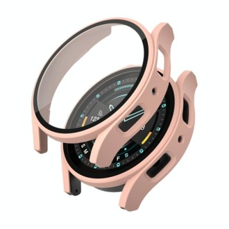 For Samsung Galaxy Watch 5 44mm Frosted PC + Tempered Film Integrated Watch Protective Case (Pink)