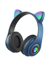 B39 Cat Ear Design LED Gradient Light Wireless Bluetooth Headset (Dark Green)