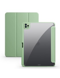 For iPad Pro 12.9 2022 / 2021 / 2020 / 2018 Acrylic 3-folding Smart Leather Tablet Case(Green)