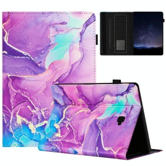 For Samsung Galaxy Tab A 10.1 T580 Marble Litchi Leather Smart Tablet Case(Purple)