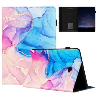 For Samsung Galaxy Tab A 10.1 T580 Marble Litchi Leather Smart Tablet Case(Pink Blue)