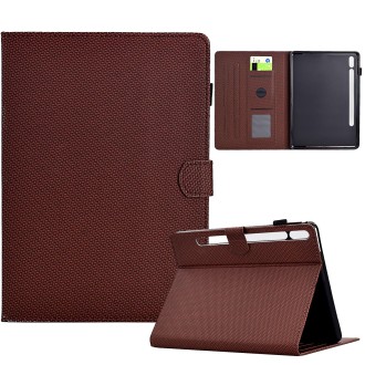 For Samsung Galaxy Tab S9 / S9 FE Solid Color Fiber Texture Smart Tablet Leather Case(Brown)