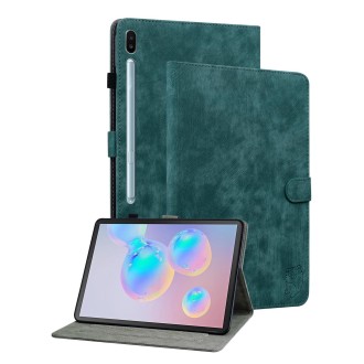 For Samsung Galaxy Tab S6 SM-T860/T865  Tiger Pattern Flip Leather Tablet Case, without Pen(Dark Green)