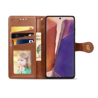 For Samsung Galaxy Note 20 Retro Solid Color Leather Buckle Phone Case with Lanyard & Photo Frame & Card Slot & Wallet & Stand F