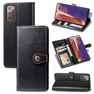 For Samsung Galaxy Note 20 Retro Solid Color Leather Buckle Phone Case with Lanyard & Photo Frame & Card Slot & Wallet & Stand F