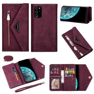 For Samsung Galaxy Note20 Skin Feel Zipper Horizontal Flip Leather Case with Holder & Card Slots & Photo Frame & Lanyard & Long 