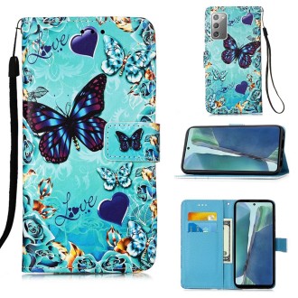 For Samsung Galaxy Note20 Colored Drawing Pattern Plain Weave Horizontal Flip Leather Case with Holder & Card Slot & Wallet & La