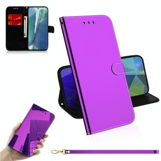 For Samsung Galaxy Note20 Imitated Mirror Surface Horizontal Flip Leather Case with Holder & Card Slots & Wallet & Lanyard(Purpl