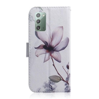 For Samsung Galaxy Note 20 Coloured Drawing Horizontal Flip Leather Case, with Holder & Card Slots & Wallet(Magnolia Flower)